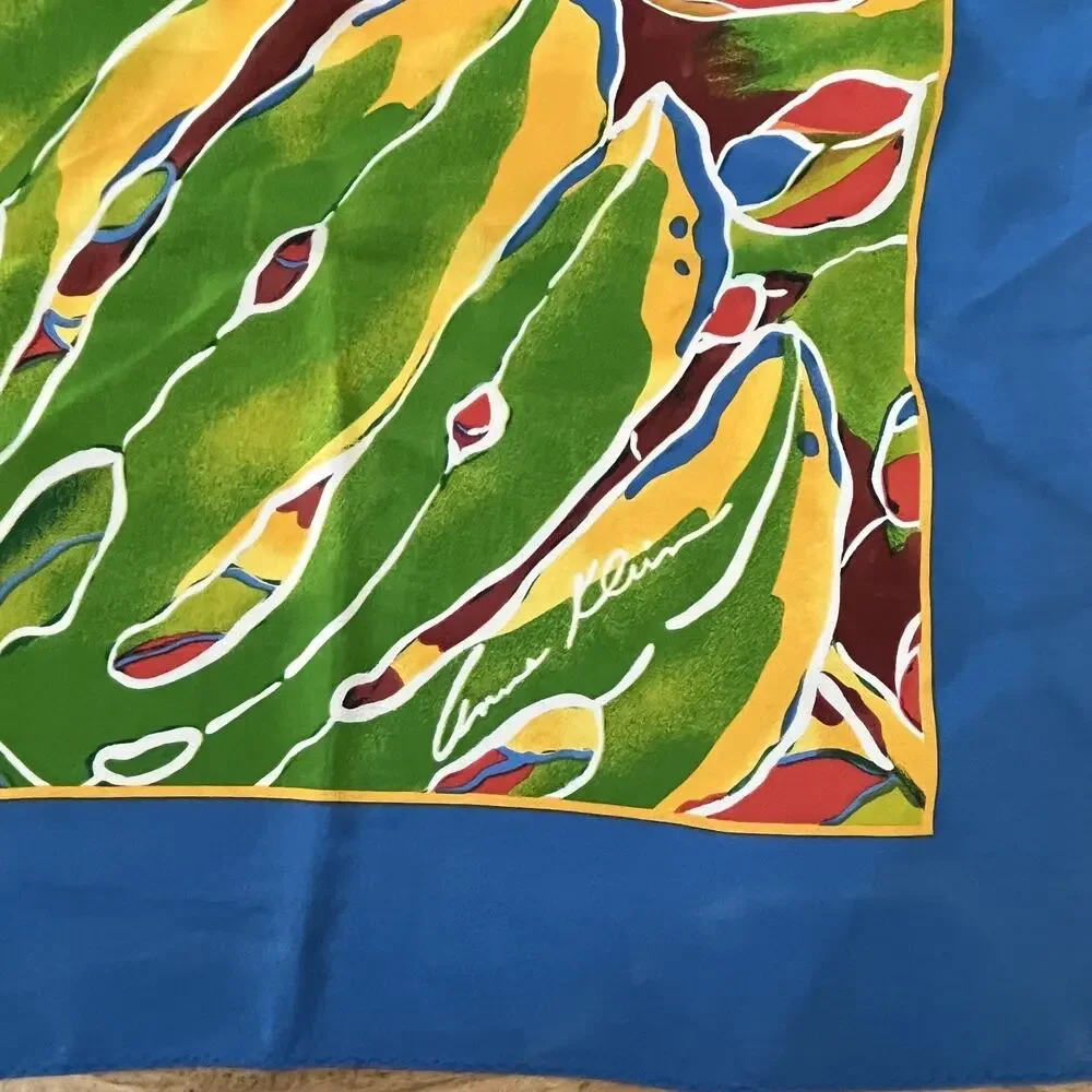 Anne Klein Decorative Silk Scarf 30 in x 30 in Vibrant Tropical Leaves